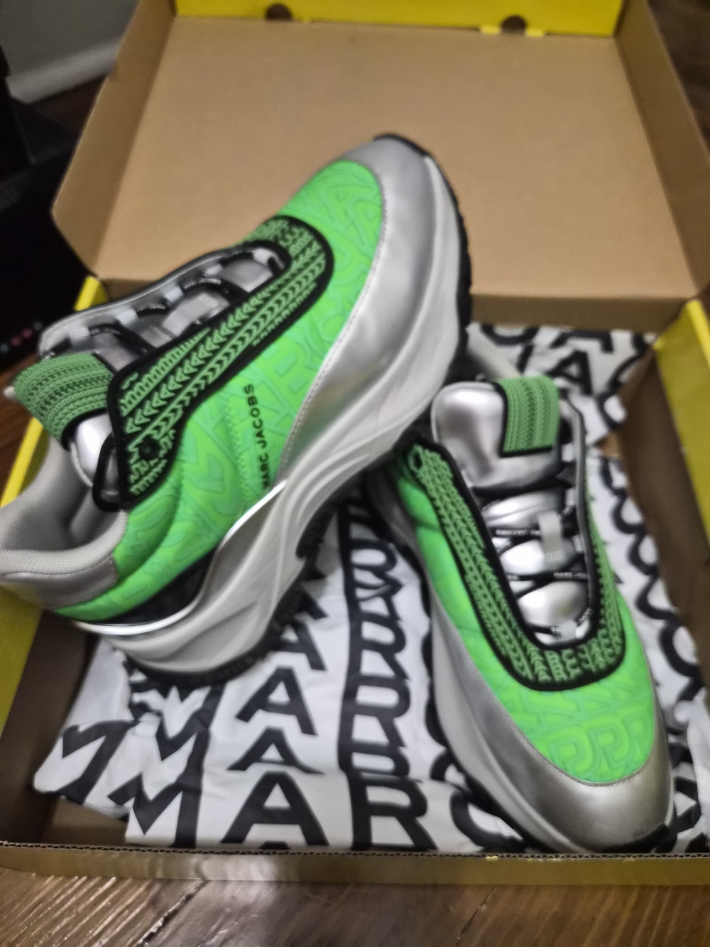 Marc Jacobs Women Green and Silver Athletic Sneakers